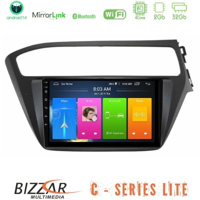 Bizzar C Series Lite 4Core Android14 2+32GB Hyundai i20 2018-2020 RHD Navigation Multimedia Tablet 9