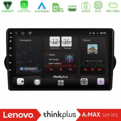 Lenovo Thinkplus A2MAX Series 8Core Android15 4+64GB  Fiat Tipo 2015-2022 (Hatchback) Navigation Multimedia Tablet 9