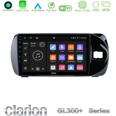 Clarion GL300+ Series 4Core Android11 4+64GB Toyota Yaris (Vitz) 2015-2020 RHD Navigation Multimedia Tablet 9
