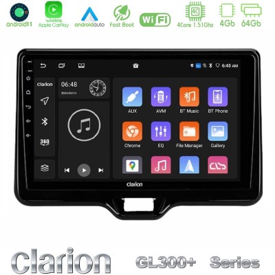 Clarion GL300+ Series 4Core Android11 4+64GB Toyota Yaris Cross RHD 2020-> (Low Version) Navigation Multimedia Tablet 9