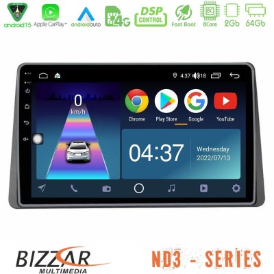 Bizzar ND3 Series 8Core Android15 2+64GB  Dacia Duster 2022-> Navigation Multimedia Tablet 9