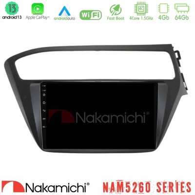 Nakamichi NAM5260 Series 4Core Android13 4+64GB Hyundai i20 2018-2020 RHD Navigation Multimedia Tablet 9