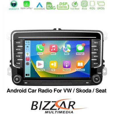 Bizzar OEM VW Group 8core Android14 4+64GB Navigation Multimedia Deckless 7