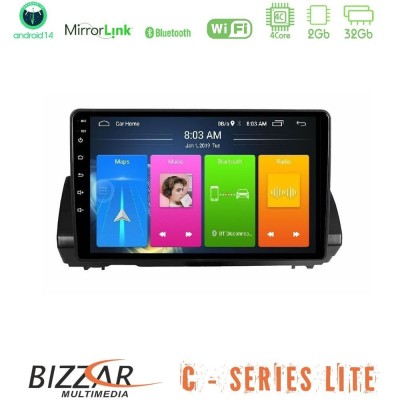 Bizzar C Series Lite 4Core Android14 2+32GB Dacia Sandero/Logan/Jogger 2022-> Navigation Multimedia Tablet 9