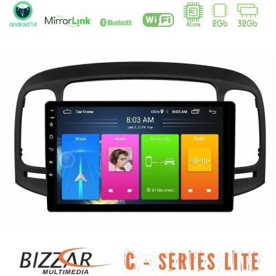 Bizzar C Series Lite 4Core Android14 2+32GB Hyundai Accent 2006-2011 Navigation Multimedia Tablet 9