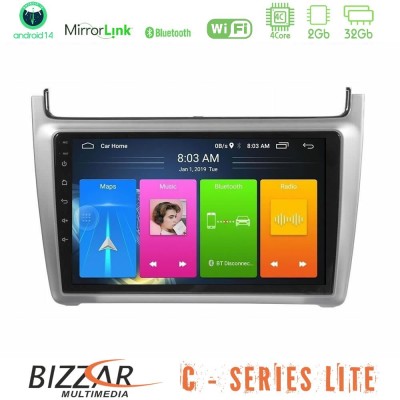 Bizzar C Series Lite 4Core Android14 2+32GB  Vw Polo 2014-2017 Navigation Multimedia Tablet 9