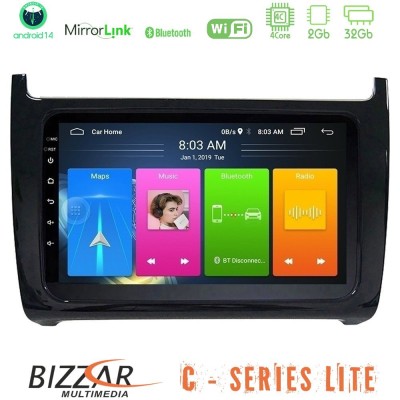 Bizzar C Series Lite 4Core Android14 2+32GB  Vw Polo Navigation Multimedia Tablet 9