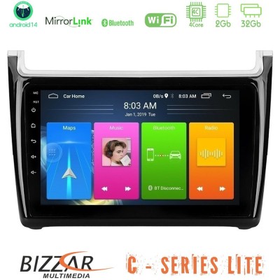Bizzar C Series Lite 4Core Android14 2+32GB  Vw Polo Navigation Multimedia Tablet 9