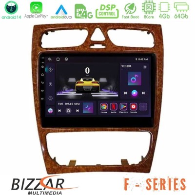 Bizzar F Series 8Core Android14 4+64GB  Mercedes C Class (W203) Navigation Multimedia Tablet 9