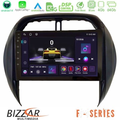 Bizzar F Series 8Core Android14 4+64GB  Toyota RAV4 2001-2005 (Auto A/C) Navigation Multimedia Tablet 9