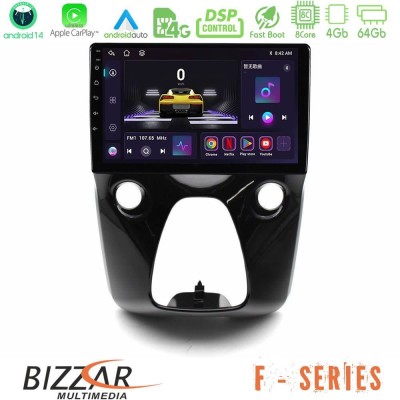 Bizzar F Series 8Core Android14 4+64GB  Toyota Aygo | Citroen C1 | Peugeot 108 Navigation Multimedia 10