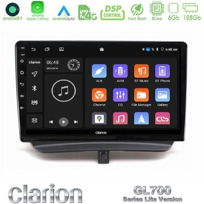 Clarion GL700 Lite Series 8Core Android11 6+128GB Ford Courier 2015-2023 Navigation Multimedia Tablet 9