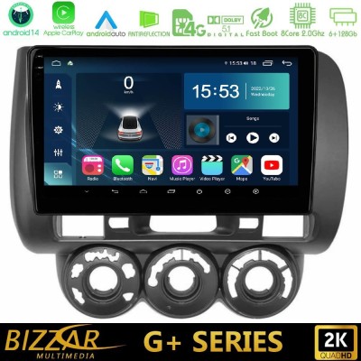 Bizzar G+ Series Honda Jazz (Fit) 2002-2008 (RHD) Manual A/C 8core Android14 6+128GB Navigation Multimedia Tablet 9