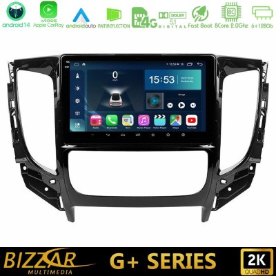 Bizzar G+ Series Mitsubishi L200 2016-> & Fiat Fullback (Auto A/C) 8core Android14 6+128GB Navigation Multimedia Tablet 9