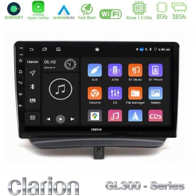 Clarion GL300 Series 4Core Android11 2+32GB Ford Courier 2015-2023 Navigation Multimedia Tablet 9