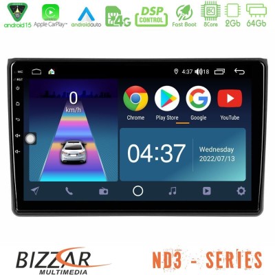 Bizzar ND3 Series 8Core Android15 2+64GB  Audi A4 B7 Navigation Multimedia Tablet 9