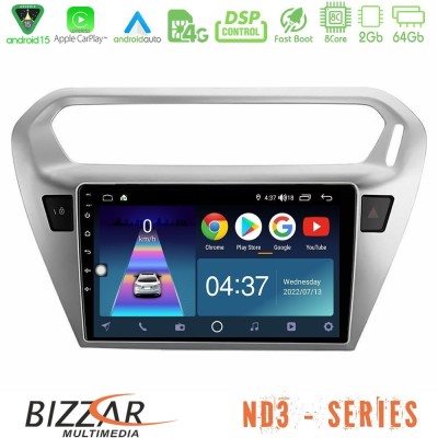 Bizzar ND3 Series 8Core Android15 2+64GB  Citroën C-Elysée / Peugeot 301 Navigation Multimedia Tablet 9
