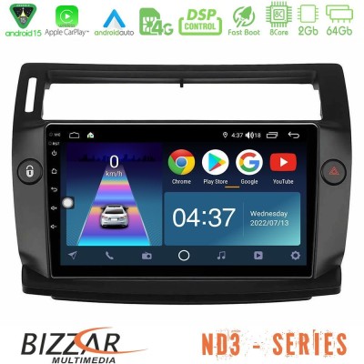 Bizzar ND3 Series 8Core Android15 2+64GB  Citroen C4 2004-2010 Navigation Multimedia Tablet 9