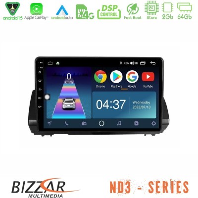 Bizzar ND3 Series 8Core Android15 2+64GB Dacia Sandero/Logan/Jogger 2022-> Navigation Multimedia Tablet 9