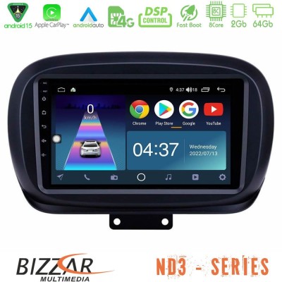 Bizzar ND3 Series 8Core Android15 2+64GB  Fiat 500X Navigation Multimedia Tablet 9