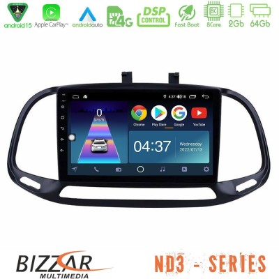 Bizzar ND3 Series 8Core Android15 2+64GB  Fiat Doblo 2015-2022 Navigation Multimedia Tablet 9