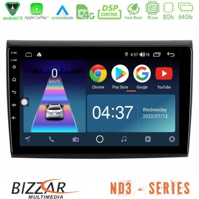 Bizzar ND3 Series 8Core Android15 2+64GB  Fiat Bravo Navigation Multimedia Tablet 9