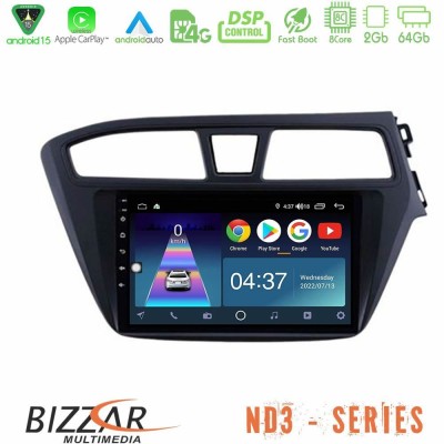 Bizzar ND3 Series 8Core Android15 2+64GB Hyundai i20 2014-2018 RHD Navigation Multimedia Tablet 9