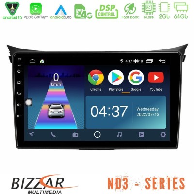 Bizzar ND3 Series 8Core Android15 2+64GB  Hyundai i30 2012-2017 Navigation Multimedia Tablet 9