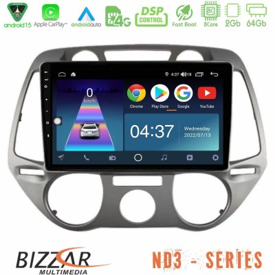 Bizzar ND3 Series 8Core Android15 2+64GB  Hyundai i20 2009-2012 Manual A/C Navigation Multimedia Tablet 9