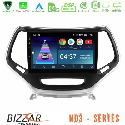 Bizzar ND3 Series 8Core Android15 2+64GB  Jeep Cherokee 2014-2019 Navigation Multimedia Tablet 9