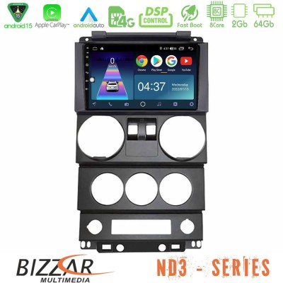 Bizzar ND3 Series 8Core Android15 2+64GB  Jeep Wrangler 2Door 2008-2010 Navigation Multimedia Tablet 9