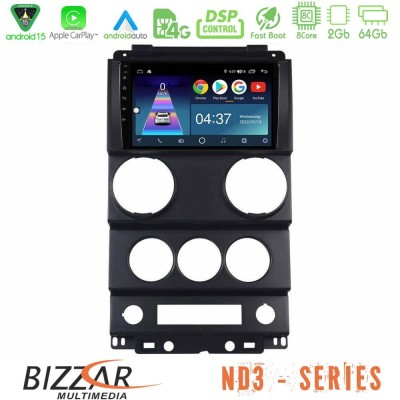 Bizzar ND3 Series 8Core Android15 2+64GB  Jeep Wrangler 2Door 2008-2010 Navigation Multimedia Tablet 9