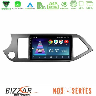 Bizzar ND3 Series 8Core Android15 2+64GB  Kia Picanto Navigation Multimedia Tablet 9
