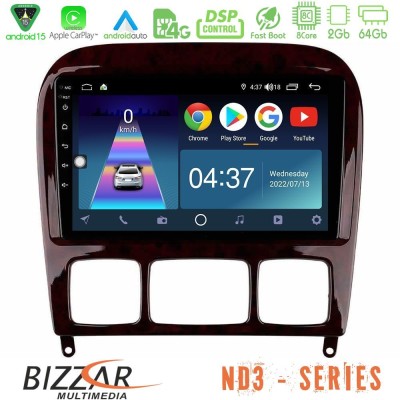 Bizzar ND3 Series 8Core Android15 2+64GB  Mercedes S Class 1999-2004 (W220) Navigation Multimedia Tablet 9