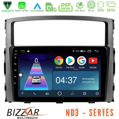 Bizzar ND3 Series 8Core Android15 2+64GB  Mitsubishi Pajero 2008-2009 Navigation Multimedia Tablet 9