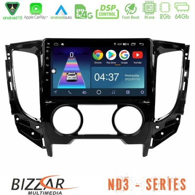 Bizzar ND3 Series 8Core Android15 2+64GB  Mitsubishi L200 2016-> amp; Fiat Fullback (Manual A/C) Navigation Multimedia Tablet 9