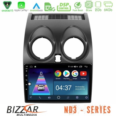 Bizzar ND3 Series 8Core Android15 2+64GB  Nissan Qashqai J10 Navigation Multimedia Tablet 9