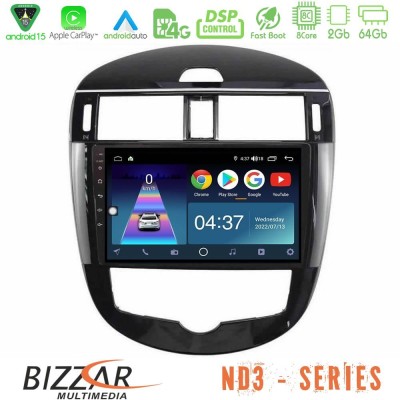 Bizzar ND3 Series 8Core Android15 2+64GB  Nissan Pulsar 2015-2018 Navigation Multimedia Tablet 9