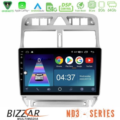 Bizzar ND3 Series 8Core Android15 2+64GB  Peugeot 307 2002-2008 Navigation Multimedia Tablet 9