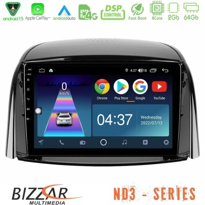 Bizzar ND3 Series 8Core Android15 2+64GB  Renault Koleos 2007-2015 Navigation Multimedia Tablet 9