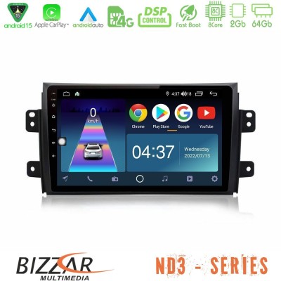 Bizzar ND3 Series 8Core Android15 2+64GB  Suzuki SX4 2006-2014 Fiat Sedici 2006-2014 Navigation Multimedia Tablet 9