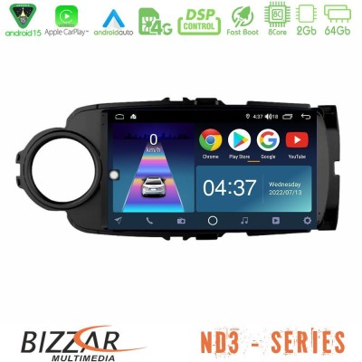 Bizzar ND3 Series 8Core Android15 2+64GB  Toyota Yaris Navigation Multimedia Tablet 9