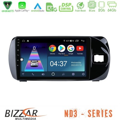 Bizzar ND3 Series 8Core Android15 2+64GB Toyota Yaris (Vitz) 2015-2020 RHD Navigation Multimedia Tablet 9