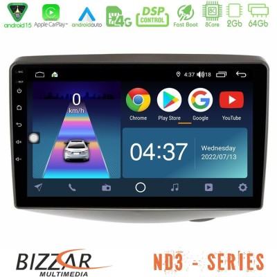 Bizzar ND3 Series 8Core Android15 2+64GB  Toyota Yaris 1999 - 2006 Navigation Multimedia Tablet 9
