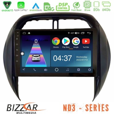 Bizzar ND3 Series 8Core Android15 2+64GB  Toyota RAV4 2001-2005 (Auto A/C) Navigation Multimedia Tablet 9