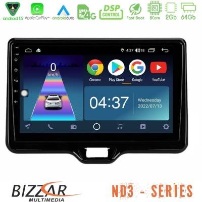 Bizzar ND3 Series 8Core Android15 2+64GB Toyota Yaris Cross RHD 2020-> (Low Version) Navigation Multimedia Tablet 9