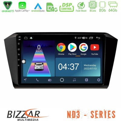 Bizzar ND3 Series 8Core Android15 2+64GB  VW Passat Navigation Multimedia Tablet 10