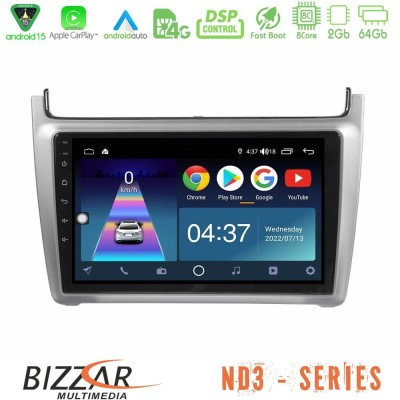 Bizzar ND3 Series 8Core Android15 2+64GB  Vw Polo 2014-2017 Navigation Multimedia Tablet 9