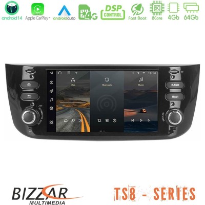 Bizzar Fiat Punto Evo 2009-2011 8core Android14 4+64GB Navigation Multimedia Deckless 7