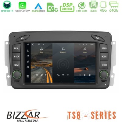 Bizzar OEM Mercedes C Class/CLK Class (W203/W209) 8core Android14 4+64GB Navigation Multimedia Deckless 7